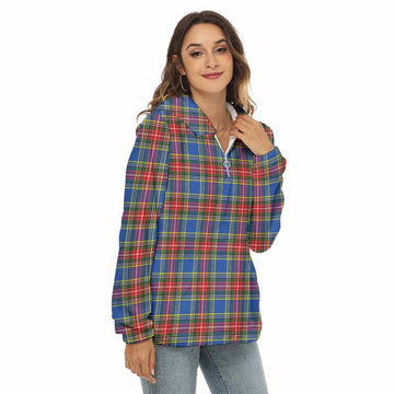 Bethune Tartan Women's Borg Fleece Hoodie with Half Zip Female - Tartan Vibes Clothing