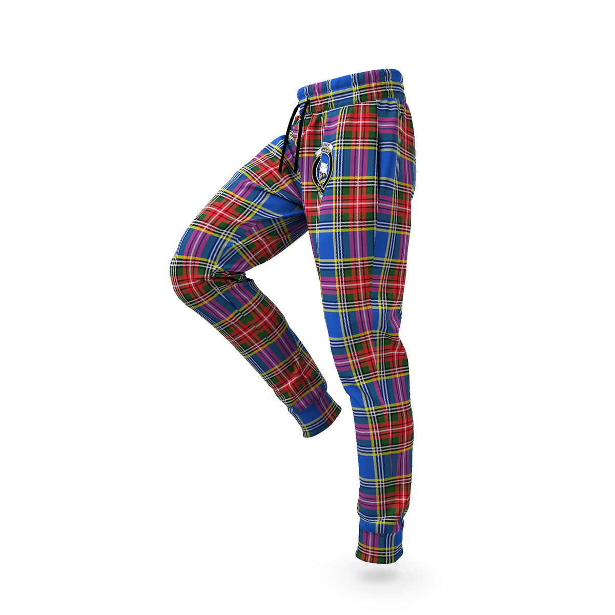 Bethune Tartan Joggers Pants with Family Crest S - Tartan Vibes Clothing