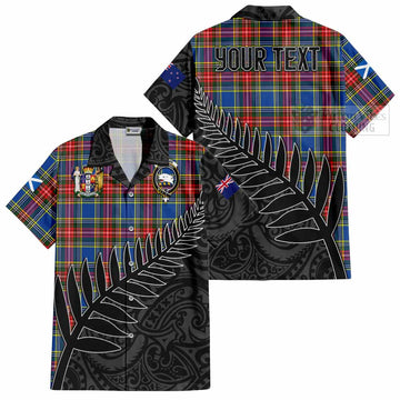 Bethune Crest Tartan Short Sleeve Button Shirt with New Zealand Silver Fern Half Style