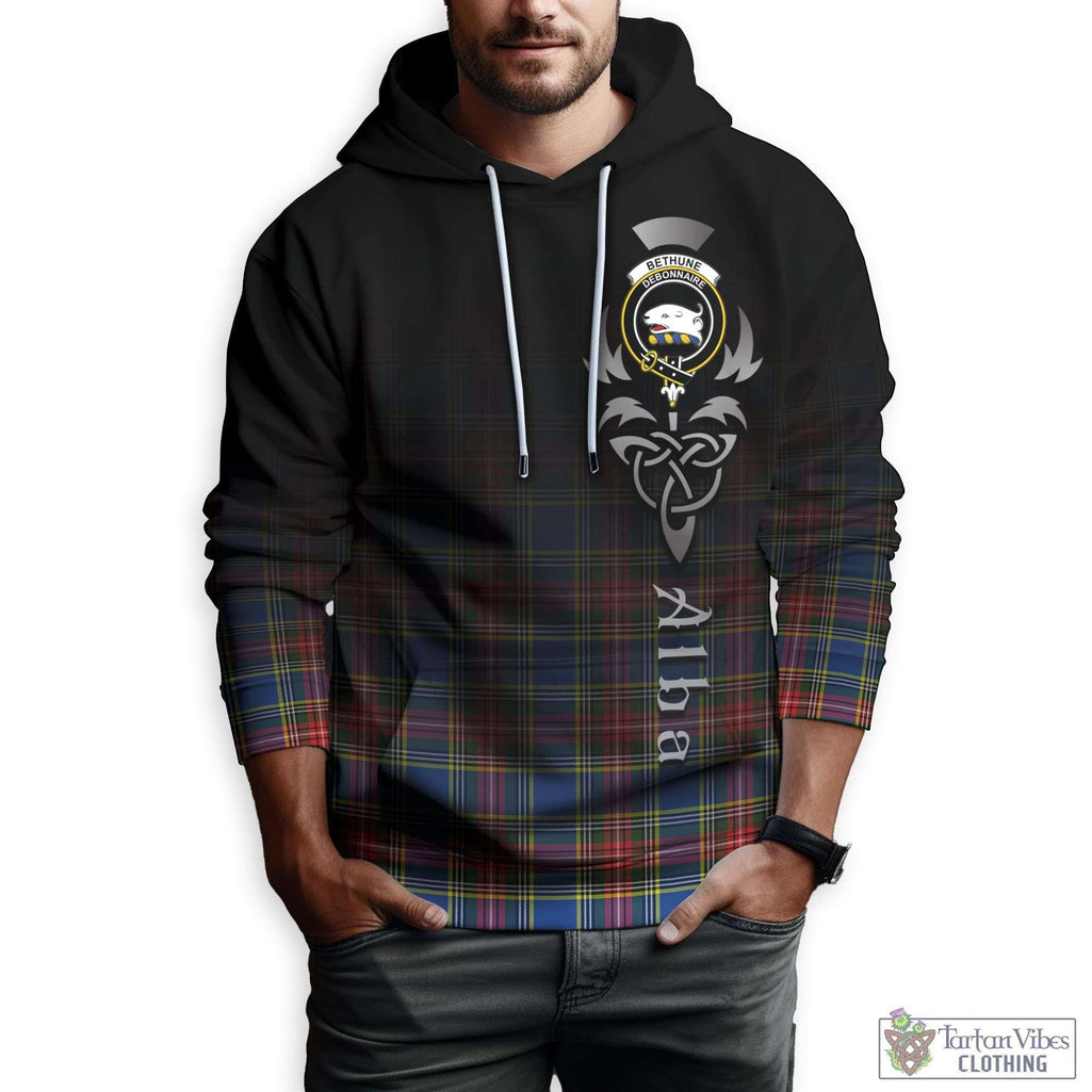 Tartan Vibes Clothing Bethune Tartan Hoodie Featuring Alba Gu Brath Family Crest Celtic Inspired