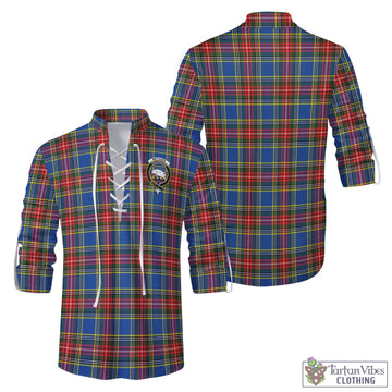 Bethune Tartan Men's Scottish Traditional Jacobite Ghillie Kilt Shirt with Family Crest