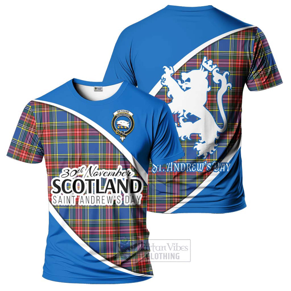 Tartan Vibes Clothing Bethune Family Crest Tartan T-Shirt Celebrate Saint Andrew's Day in Style