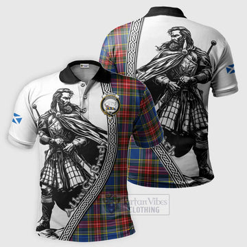 Bethune Tartan Clan Crest Polo Shirt with Highlander Warrior Celtic Style