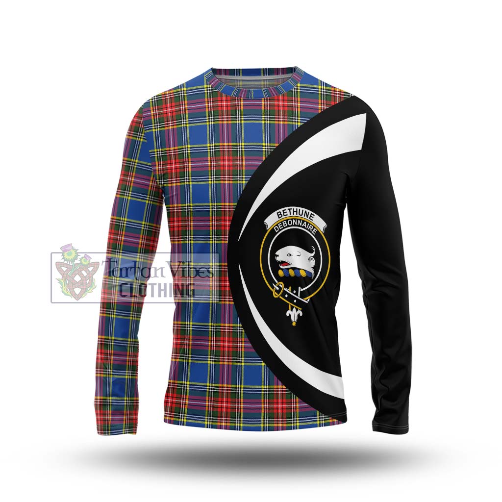 Bethune Tartan Long Sleeve T-Shirt with Family Crest Circle Style Unisex - Tartan Vibes Clothing