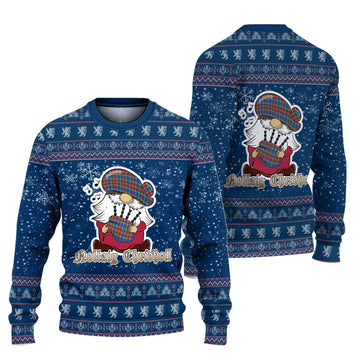 Bethune Clan Christmas Family Ugly Sweater with Funny Gnome Playing Bagpipes