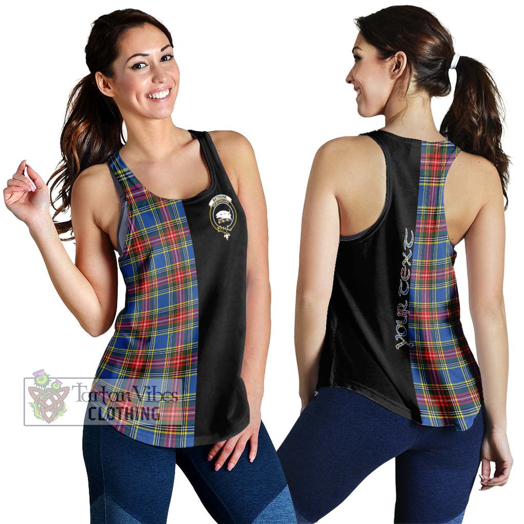 Bethune Tartan Women's Racerback Tanks with Family Crest and Half Of Me Style 4XL - Tartanvibesclothing Shop