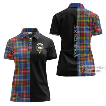 Bethune Tartan Women's Polo Shirt with Family Crest and Half Of Me Style