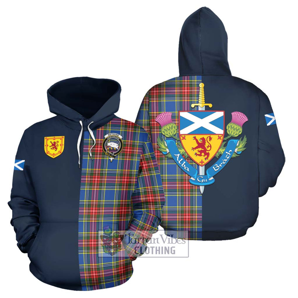 Tartan Vibes Clothing Bethune Tartan Hoodie with Scottish Lion Royal Arm Half Style