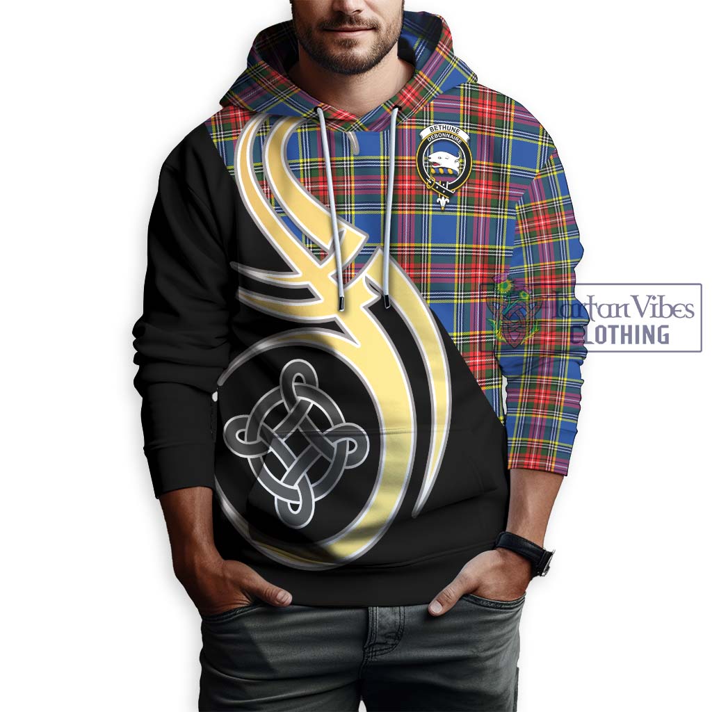 Bethune Tartan Hoodie with Family Crest and Celtic Symbol Style Zip Hoodie - Tartan Vibes Clothing