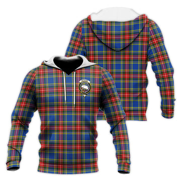 Bethune Tartan Knitted Hoodie with Family Crest