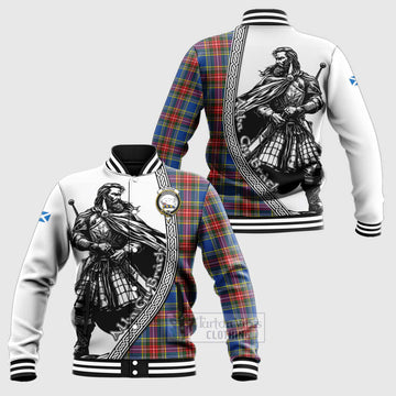 Bethune Tartan Clan Crest Baseball Jacket with Highlander Warrior Celtic Style