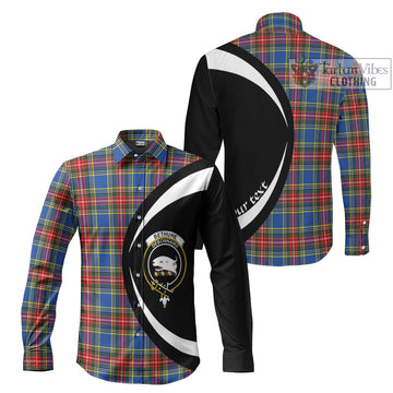 Bethune Tartan Long Sleeve Button Up with Family Crest Circle Style