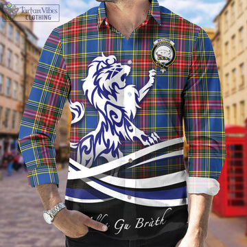 Bethune Tartan Long Sleeve Button Up Shirt with Alba Gu Brath Regal Lion Emblem