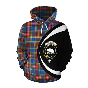 Bethune Tartan Cotton Hoodie with Family Crest Circle Style