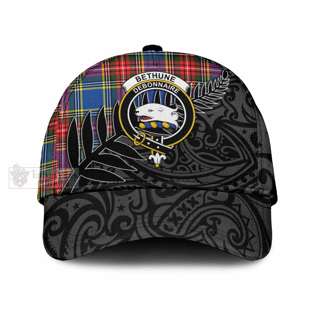 Tartan Vibes Clothing Bethune Tartan Classic Cap with New Zealand Silver Fern Half Style