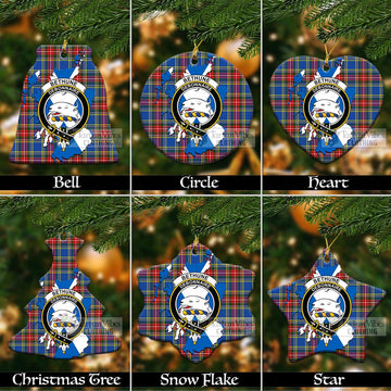 Bethune Tartan Christmas Ornament with Family Crest and Scotland Map