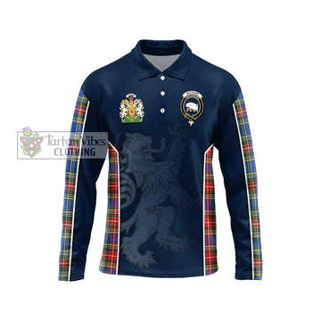 Bethune Tartan Long Sleeve Polo Shirt with Family Crest and Lion Rampant Vibes Sport Style