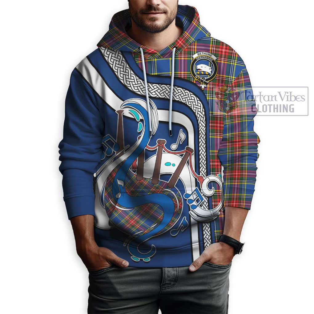 Bethune Tartan Hoodie with Epic Bagpipe Style Zip Hoodie - Tartanvibesclothing Shop