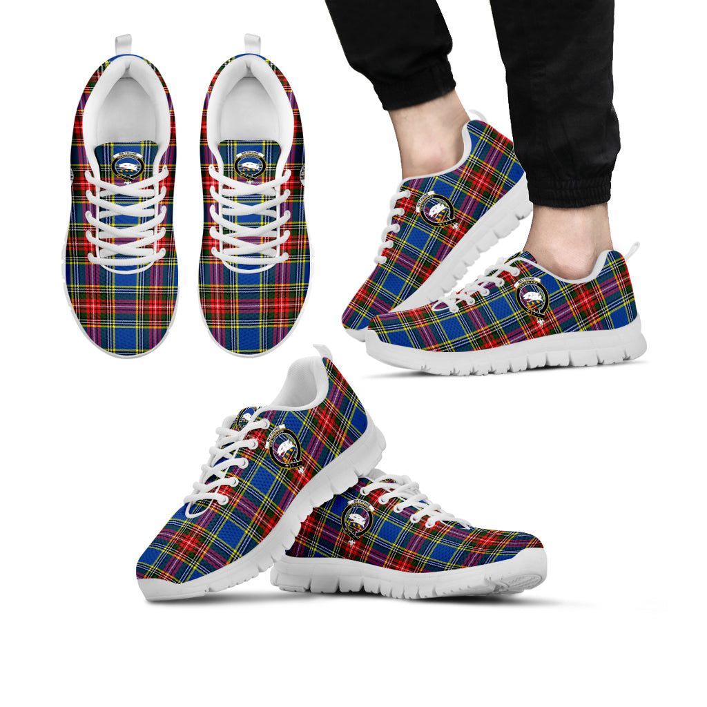 Bethune Tartan Sneakers with Family Crest Kid's Sneakers - Tartan Vibes Clothing