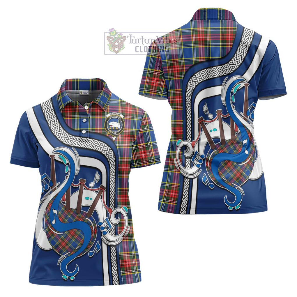 Bethune Tartan Women's Polo Shirt with Epic Bagpipe Style Women - Tartanvibesclothing Shop