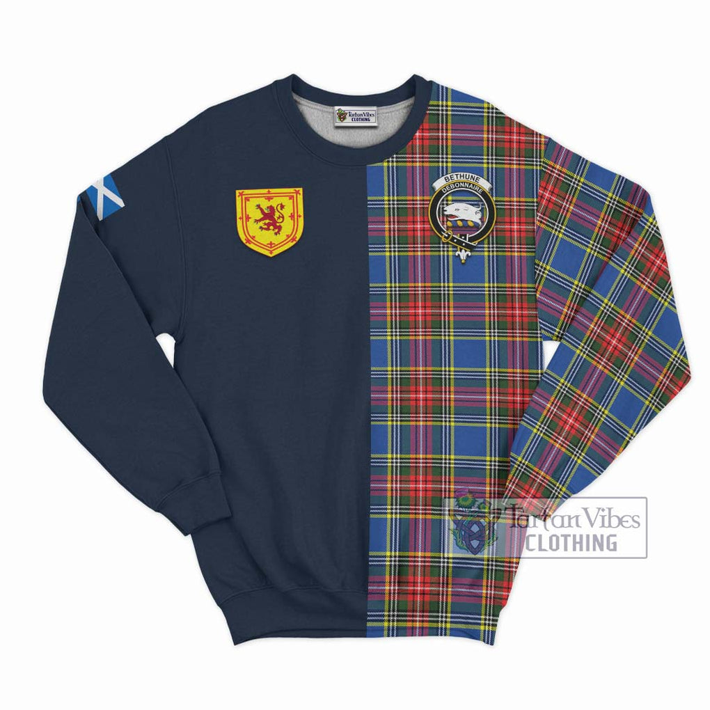 Tartan Vibes Clothing Bethune Tartan Sweatshirt with Scottish Lion Royal Arm Half Style