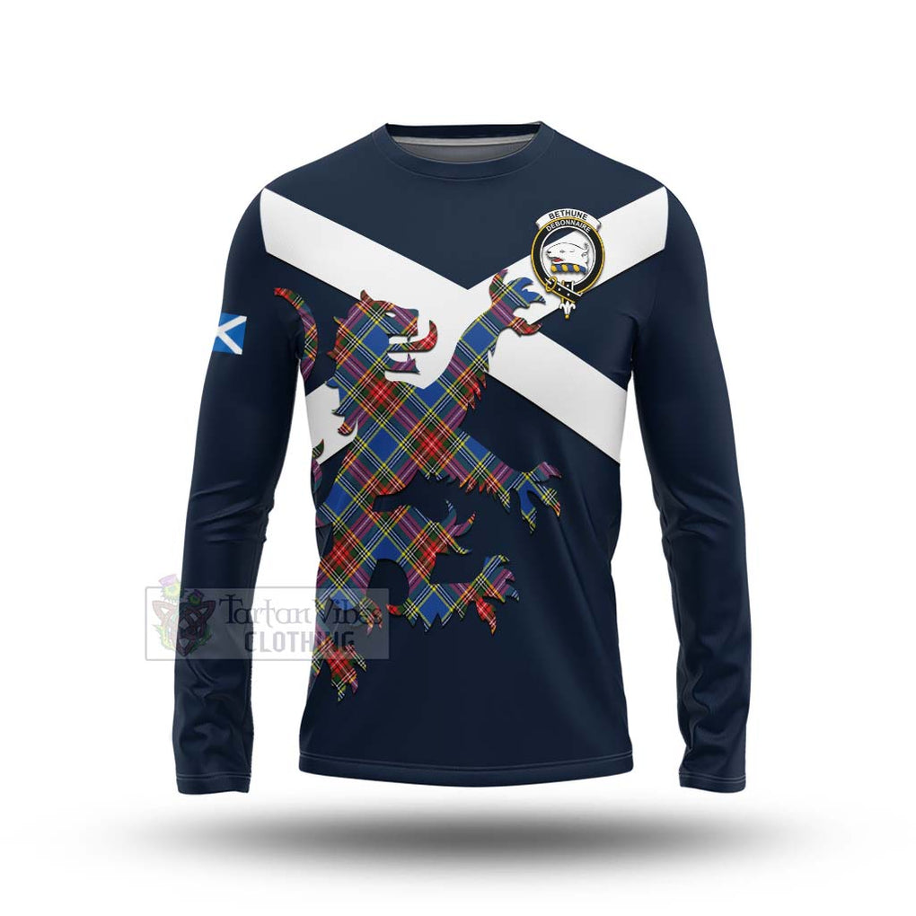 Tartan Vibes Clothing Bethune Tartan Lion Rampant Long Sleeve T-Shirt – Proudly Display Your Heritage with Alba Gu Brath and Clan Name