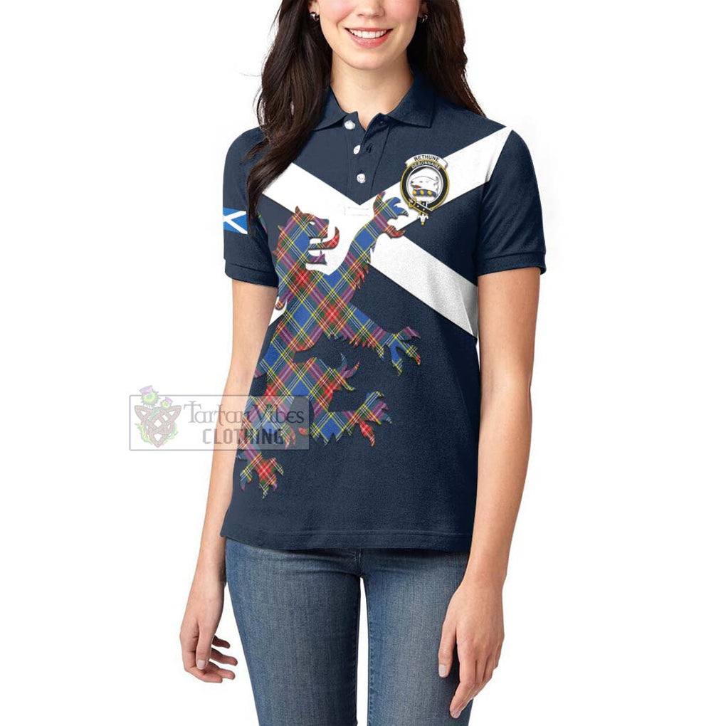 Tartan Vibes Clothing Bethune Tartan Lion Rampant Women's Polo Shirt – Proudly Display Your Heritage with Alba Gu Brath and Clan Name