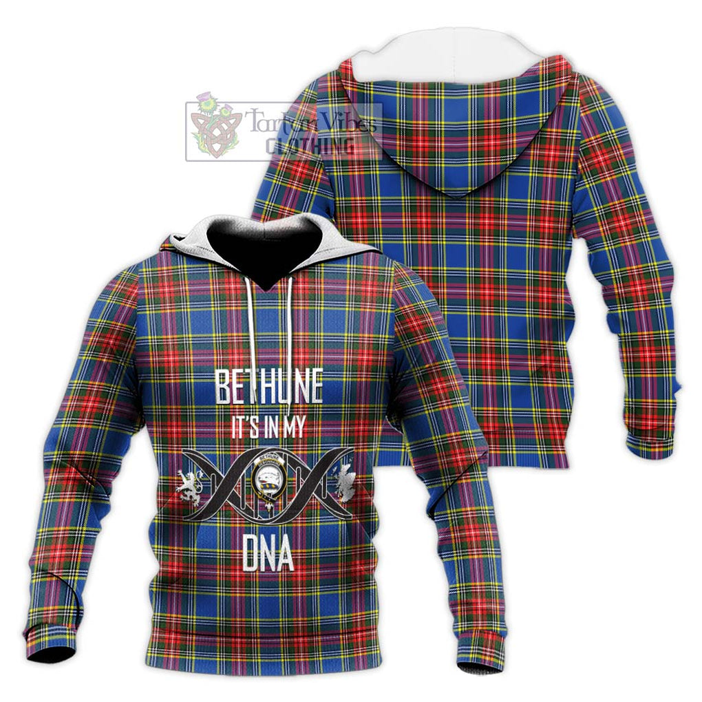 Bethune Tartan Knitted Hoodie with Family Crest DNA In Me Style Unisex Knitted Pullover Hoodie - Tartanvibesclothing Shop