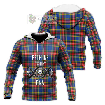 Bethune Tartan Knitted Hoodie with Family Crest DNA In Me Style