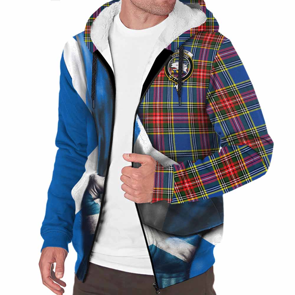 Tartan Vibes Clothing Bethune Tartan Sherpa Hoodie with Family Crest Scotland Patriotic Style