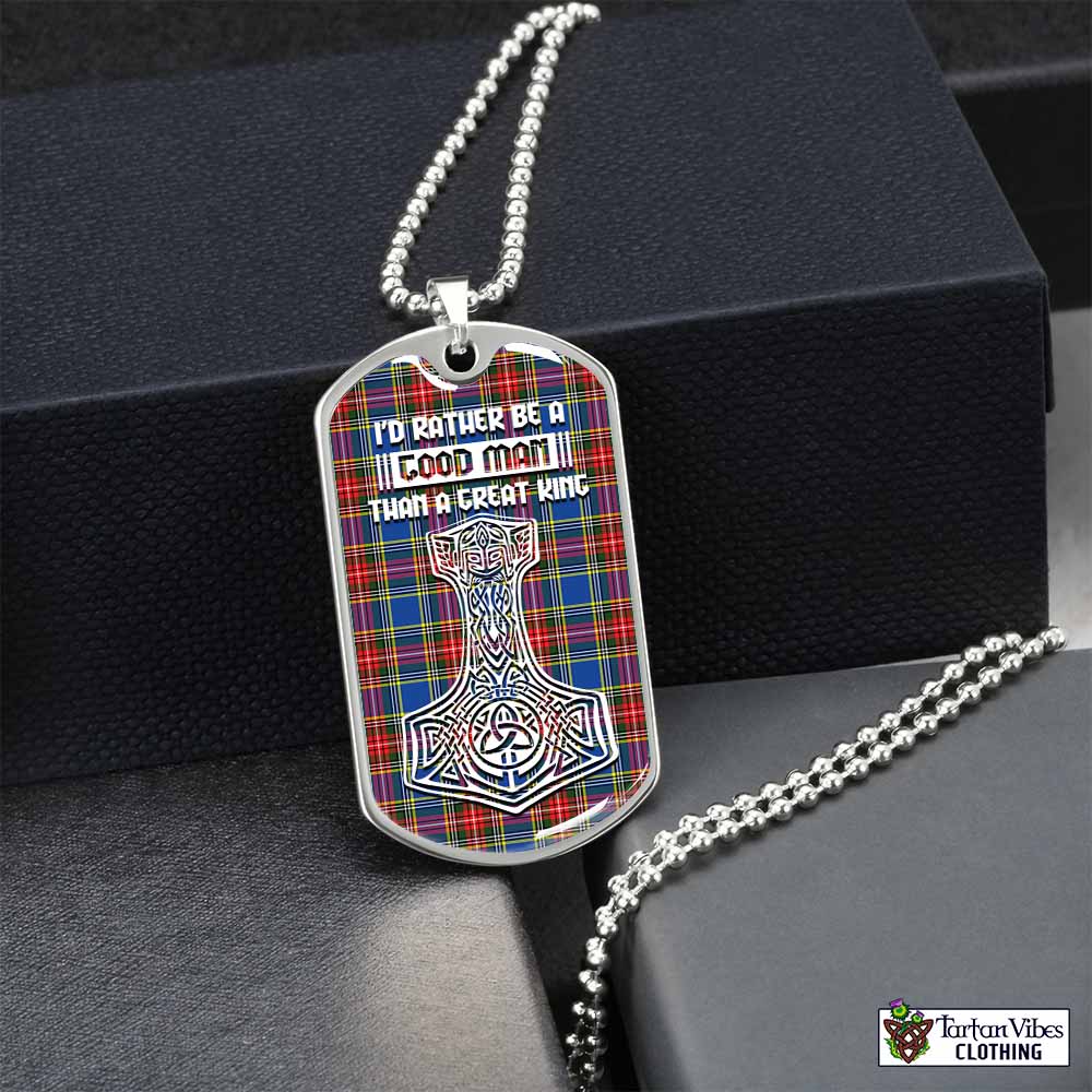 Tartan Vibes Clothing Bethune Tartan Dog Tag Necklace Viking Mjolnir Style