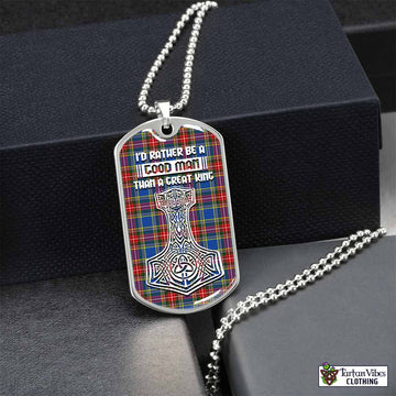 Bethune Tartan Dog Tag Necklace Viking Mjolnir Style