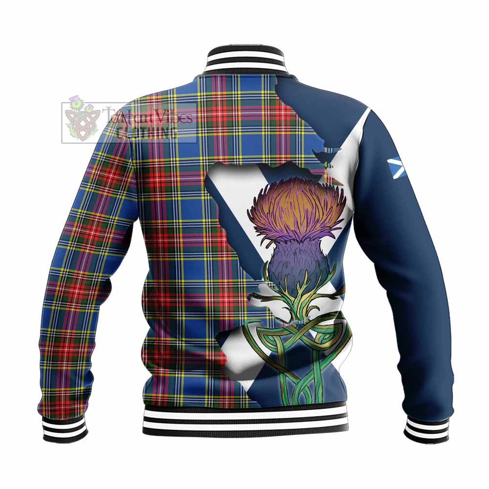 Bethune Tartan Family Crest Baseball Jacket Scottish Thistle Celtic Inspired - Tartan Vibes Clothing