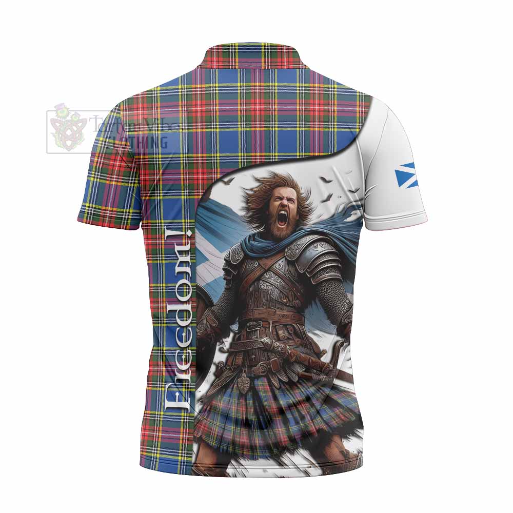 Tartan Vibes Clothing Bethune Crest Tartan Zipper Polo Shirt Inspired by the Freedom of Scottish Warrior