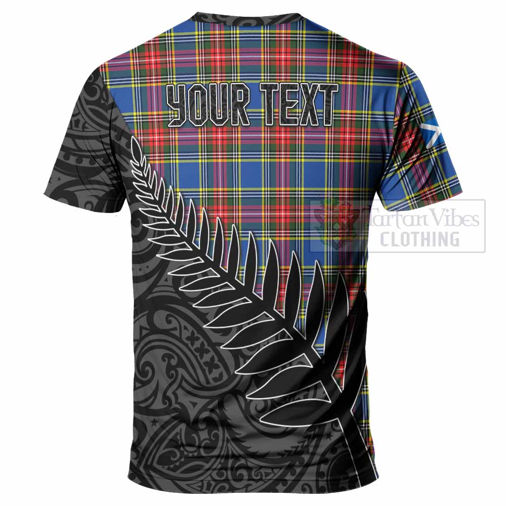 Tartan Vibes Clothing Bethune Crest Tartan T-Shirt with New Zealand Silver Fern Half Style