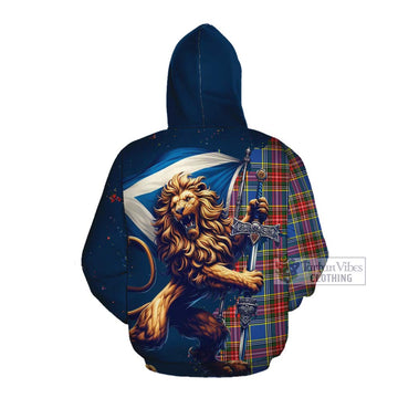 Bethune Tartan Family Crest Cotton Hoodie with Scottish Majestic Lion