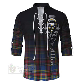 Bethune Tartan Ghillie Kilt Shirt Featuring Alba Gu Brath Family Crest Celtic Inspired