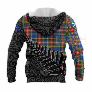 Bethune Crest Tartan Knitted Hoodie with New Zealand Silver Fern Half Style