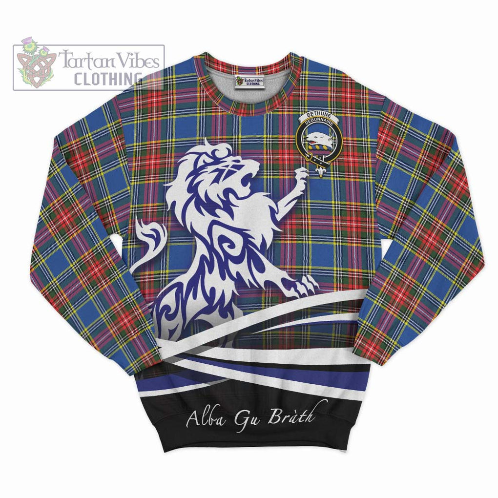 Bethune Tartan Sweatshirt with Alba Gu Brath Regal Lion Emblem - Tartanvibesclothing Shop