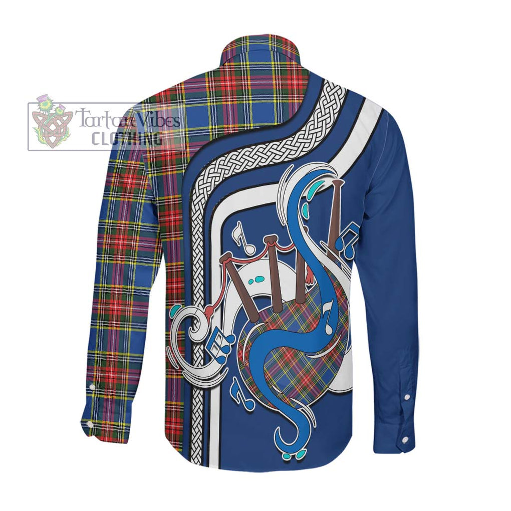 Bethune Tartan Long Sleeve Button Shirt with Epic Bagpipe Style Men's Shirt - Tartanvibesclothing Shop