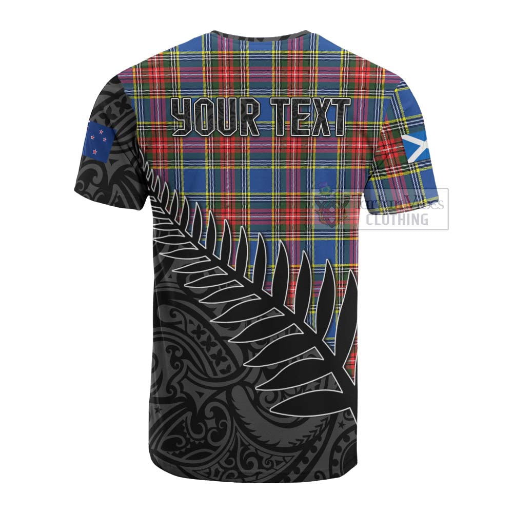 Tartan Vibes Clothing Bethune Crest Tartan Cotton T-shirt with New Zealand Silver Fern Half Style