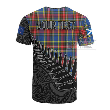 Bethune Crest Tartan Cotton T-shirt with New Zealand Silver Fern Half Style