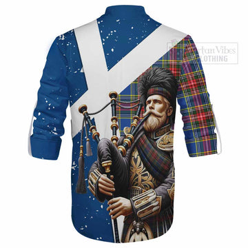 Bethune Tartan Ghillie Kilt Shirt with Family Crest Scottish Bagpiper Vibes