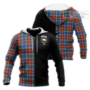 Bethune Tartan Knitted Hoodie with Family Crest and Half Of Me Style