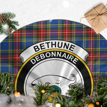 Bethune Tartan Christmas Tree Skirt with Family Crest