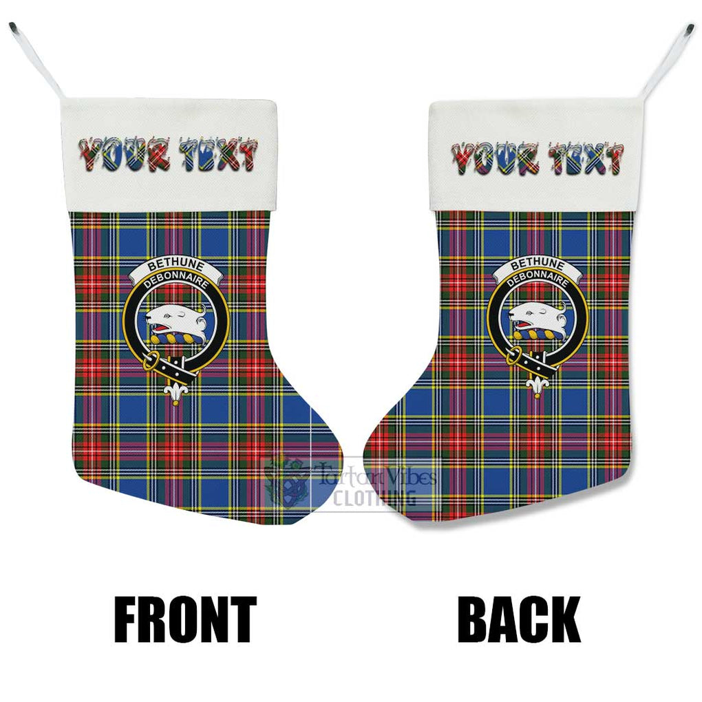 Tartan Vibes Clothing Bethune Tartan Family Crest Christmas Stocking with Personalized Text