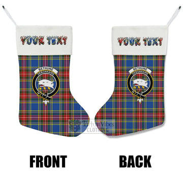 Bethune Tartan Family Crest Christmas Stocking with Personalized Text