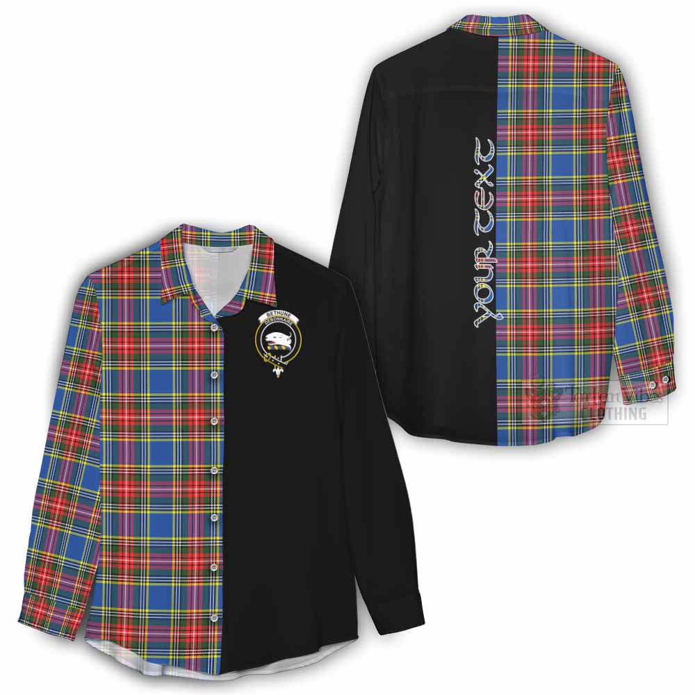 Tartan Vibes Clothing Bethune Tartan Women's Casual Shirt with Family Crest and Half Of Me Style