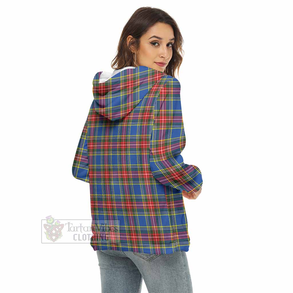 Bethune Tartan Women's Borg Fleece Hoodie with Half Zip - Tartan Vibes Clothing