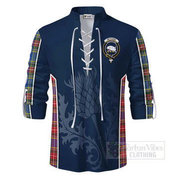 Bethune Tartan Ghillie Kilt Shirt with Family Crest and Scottish Thistle Vibes Sport Style